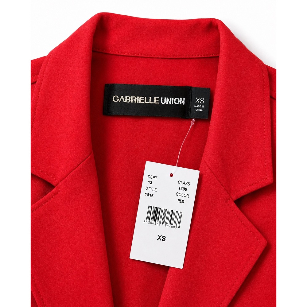 Gabrielle Union Red Duster Coat Long Belted Trench Jacket XS New 1816 - Picture 3 of 4